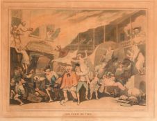 Thomas Rowlandson (1756-1827), 'Inn Yard on Fire', etching and aquatint, image size 13