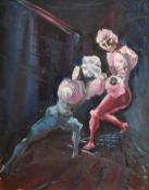 Ascribed to David Boyd, 'Fencing Ghosts', oil on canvas board, inscribed on tape verso, 19