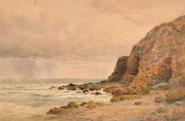 Alfred Powell, a coastal view with seagulls, signed, 13.75