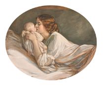 English School, Circa 1900, a mother and her child, watercolour and bodycolour, 17.5
