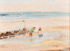 Terry Pilcher, 20th Century, a pair of beach scenes, oil on board, signed, 6