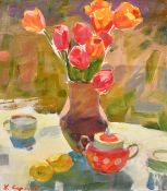 Sergey Kovalenko, 'Tulips', a still life study, oil on canvas, 23.75