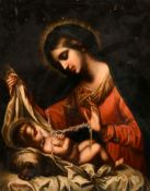 19th Century Italian School, Madonna and Child, oil on canvas, in a Florentine Carved frame, 12