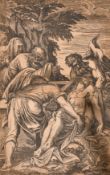 Giuseppe Scolari, Circa 1600, a woodcut print of The Entombment of Christ, 27