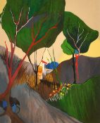 Isaac Tarkay (1935-2012), a landscape view, colour print, signed and numbered 184/300 in pencil,