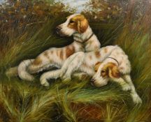T. Cassel, 20th Century, two dogs resting in a landscape, oil on canvas, 20
