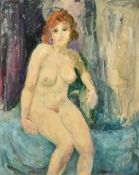 Frank Dobson (1888-1963), a seated female nude, oil on board, 22