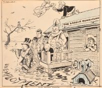 Sydney Conrad Strube (1892-1956), 'King Thomas Canute', pencil ink and crayon, signed, 14.75