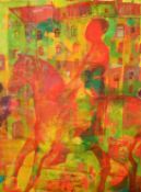 Andrei Bludov (b. 1962), 'Red Rider', oil on canvas, signed, signed and inscribed verso, 43