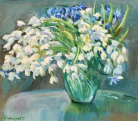 Oleg Stanichnov (20/21 Century), a still life of snow drops, oil on canvas, signed, 14