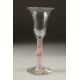 A DUTCH WINE GLASS with inverted bell bowl and coloured twist stem and knop. 6.5ins high. - Image 1 of 3