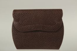 A RENAUD PELLEGRINO, PARIS, BROWN BAG with tartan interior. 23cms long x 19cms deep.