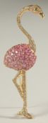 AN 18CT YELLOW GOLD, SAPPHIRE AND DIAMOND FLAMENCO BROOCH.