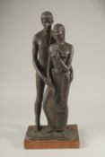 A 1960'S SCULPTURE, TWO FIGURES. 20ins high.