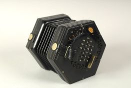 A GOOD LACHENAL & CO. 48 KEY ROSEWOOD OCTANGONAL SHAPE CONCERTINA 84705. 6ins with leather thumb