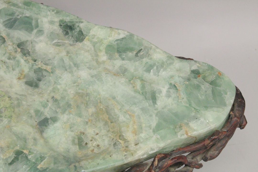 A SUPERB MARBLE TOP TABLE with rustic wooden base. 2ft 4ins long, 1ft 10ins wide at the longest - Image 5 of 6