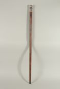 A RARE 19TH CENTURY ARTIST'S WALKING STICK with screw off plated top and sliding wooden panel
