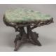 A SUPERB MARBLE TOP TABLE with rustic wooden base. 2ft 4ins long, 1ft 10ins wide at the longest - Image 1 of 6