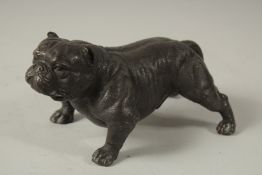 A BRONZE BULLDOG. 17cms long.