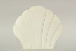 A RENAUD PELLEGRINO, PARIS, FAN SHAPED LEATHER BAG. 23cms long x 20cms deep, in a dust bag.