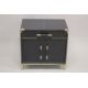 A GOOD BLUE LEATHER CHEST with long drawer, with panel doors below. 2ft long x 1ft 4ins deep x 2ft - Image 1 of 2