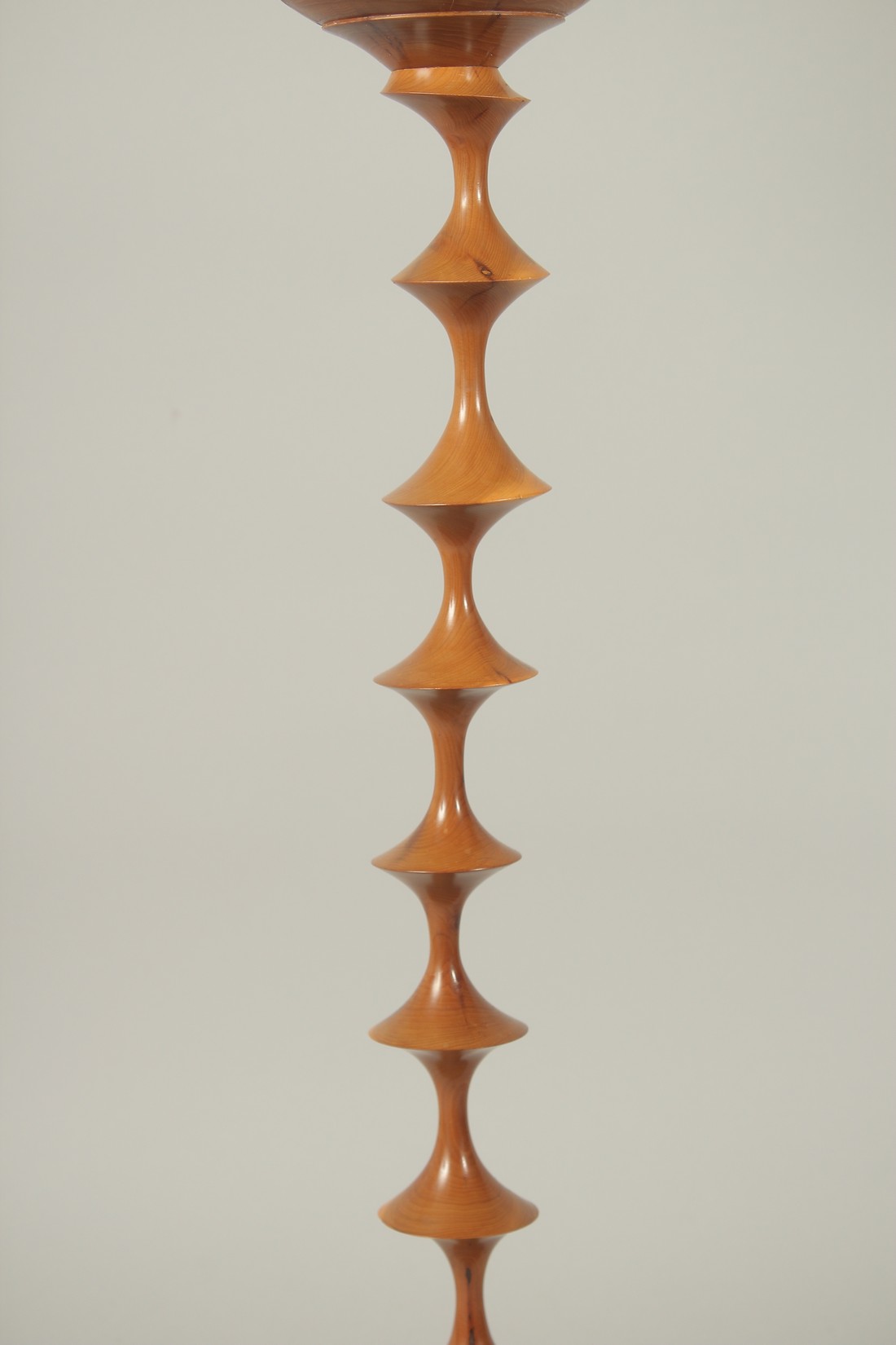 A 1970'S TURNED WOOD GOBLET on a circular base. 29ins high. - Image 3 of 6