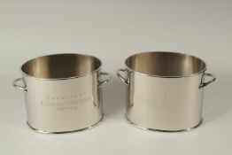 A PAIR OF ALFRED GRATIEN OVAL CHAMPAGNE WINE COOLERS. 17cms high.