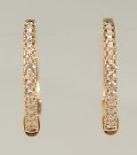 A PAIR OF 18CT YELLOW GOLD HOOP EARRINGS.