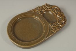 A CHINESE GREEN PORCELAIN BRUSH WASHER. 19cms.