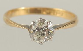 AN 18CT GOLD SINGLE STONE DIAMOND RING. 0.85ct.