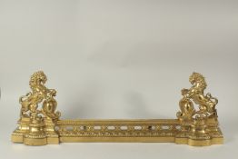 A GOOD CAST BRONZE LION FENDER. 86cms high.