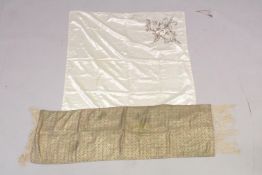 A VERY FINE SYRIAN DAMASCUS BROCADE TEXTILE, along with another metal threaded silk textile -