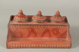 A TURKISH TOPHANE WRITING SET, 23.5cm wide.