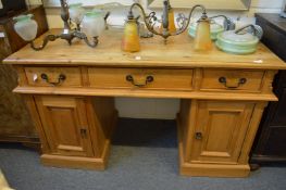 A pine pedestal desk or dressing table.