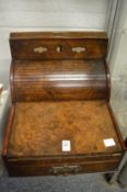 A Victorian walnut table top combination calendar, stationery casket and lap desk.