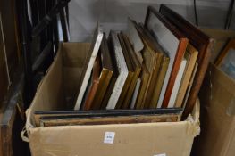 Box of paintings, prints etc.
