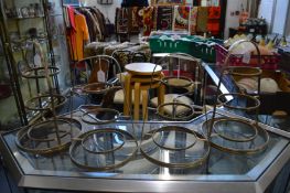 Four plated dish stands.