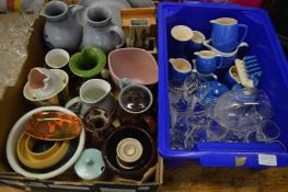 Pottery jugs and other collectable china and glassware.