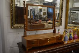 Mahogany dressing table mirror with three drawers to the base.
