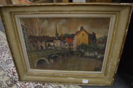 A group of decorative oil paintings.