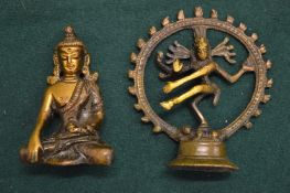 Two bronze Buddhas.