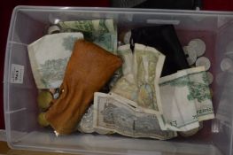 Coins and bank notes.