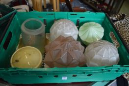 A large quantity of Art Deco and other glass shades.