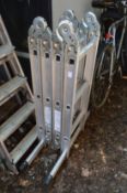 An aluminium folding ladder.