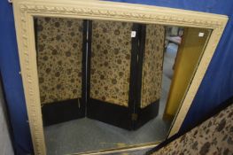 A white painted overmantle mirror (faults).