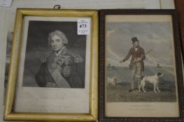 Lord Nelson, small engraving and three other prints/engravings.