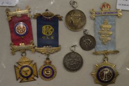 A group of medals.