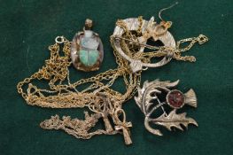 A group of silver jewellery.