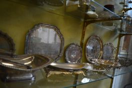 Plated ware to include bread and cake baskets, trays etc.