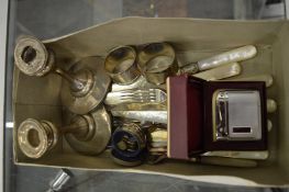 Small items of silver and plate together with a Ronson lighter.